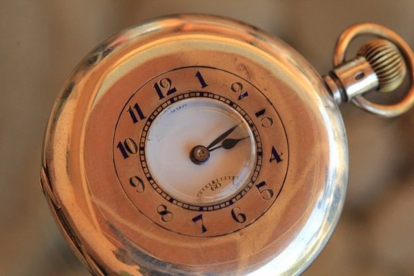 Vintage pocket watch chronometer omega silver case hanter