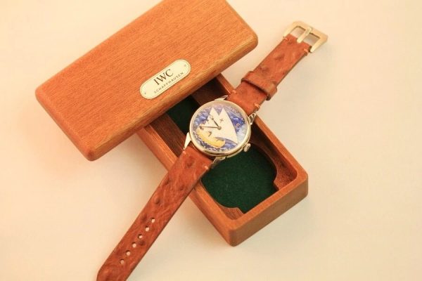 Chronometer POCKET MOVEMENT wrist watch iwc cal 73 Sailboat mahogany box
