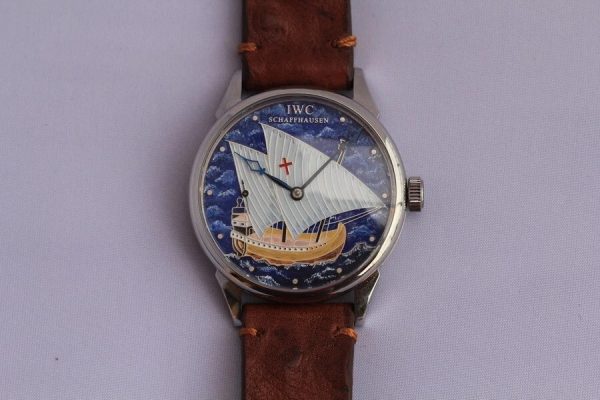 Chronometer POCKET MOVEMENT wrist watch iwc cal 73 Sailboat mahogany box