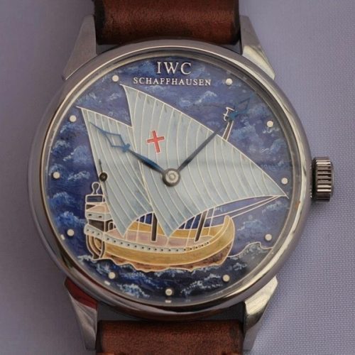 Chronometer POCKET MOVEMENT wrist watch iwc cal 73 Sailboat mahogany box