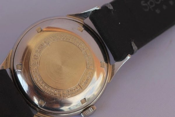 Vintage military swiss eterna steel case black dial cal 520-