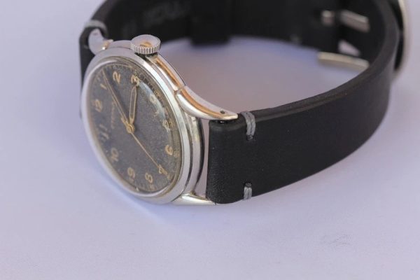 Vintage military swiss eterna steel case black dial cal 520-